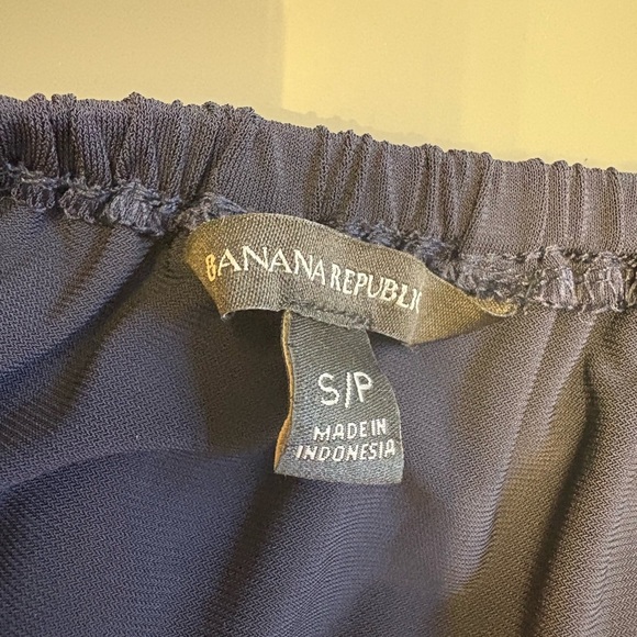 Banana Republic Blue Blouse Lace trimmed 3/4 sleeve off the shoulder Top Small - Picture 6 of 9